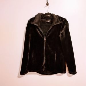 Black fuzzy zip up jacket 32 Heat medium